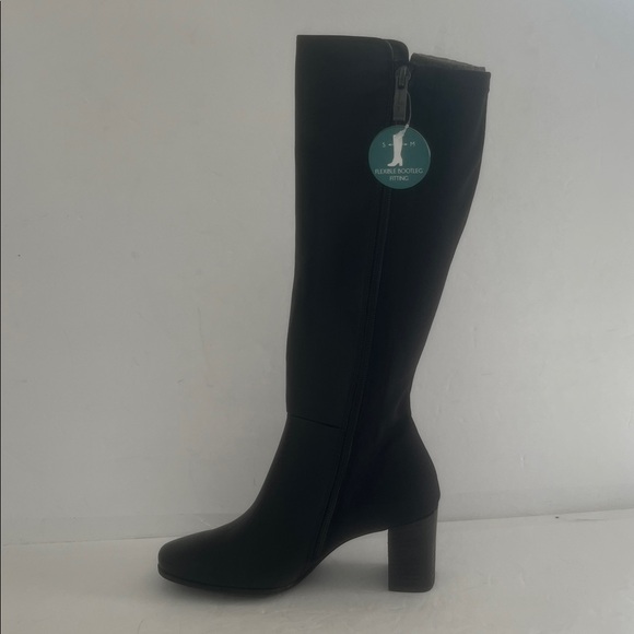 Paul Green Belmont Women’s Black LEATHER Stacked Heel Knee High Boots Size 5.5-6 - Picture 4 of 10